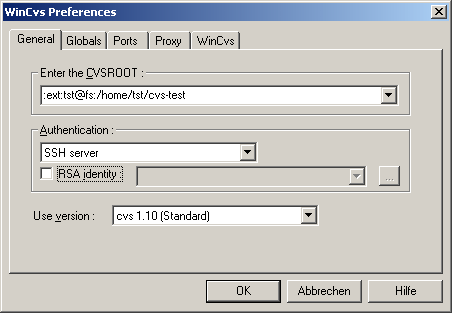 WinCVS-Preferences/General-Menü